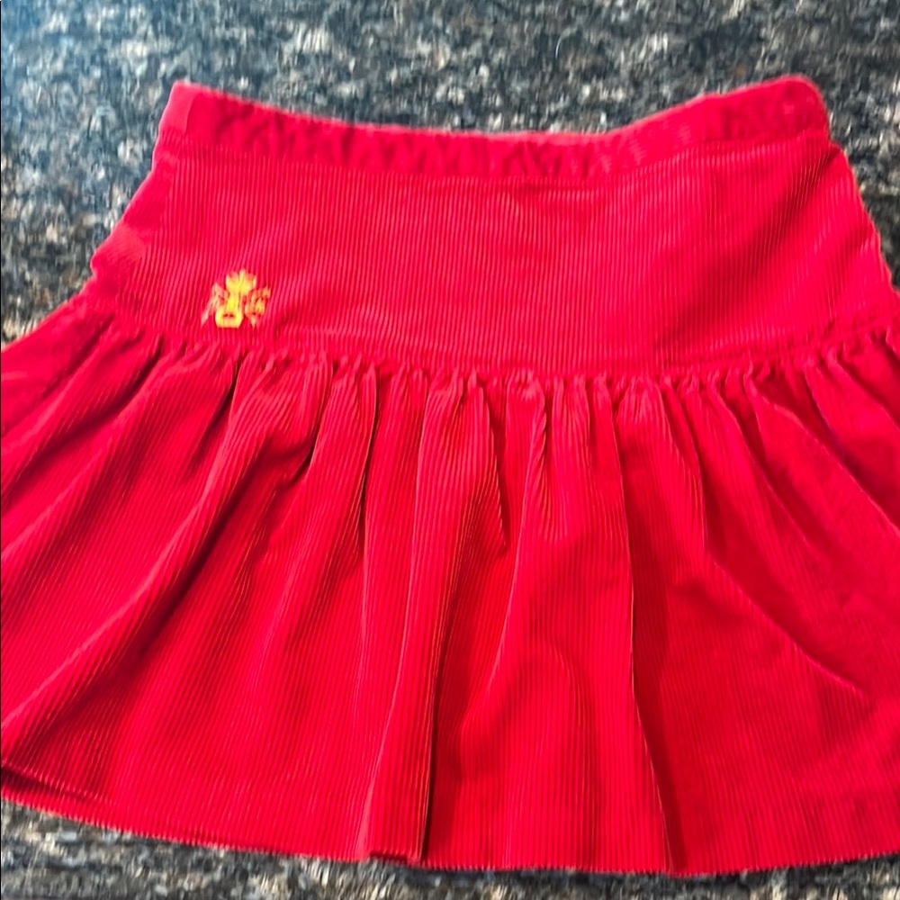Ralph Lauren girls size 16 Red Corduroy Skirt with Embroidered Detail excellent